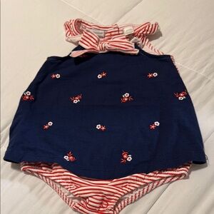 Navy and Red Striped Kids Casual Dress